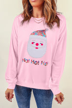 Load image into Gallery viewer, Pink HO HO HO Sequined Santa Claus Sweatshirt