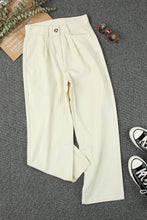 Load image into Gallery viewer, Beige Corduroy High Waist Straight Leg Pants