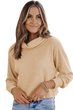 Load image into Gallery viewer, Apricot Solid Waffle Knit Turtleneck Long Sleeve Top