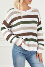 Load image into Gallery viewer, Stripe Crochet Hollow out Knit Sweater