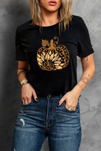 Load image into Gallery viewer, Black Halloween Sunflower Pumpkin Graphic Tee