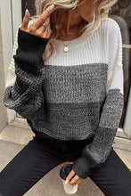 Load image into Gallery viewer, Black Color Block Drop Shoulder Ribbed Trim Sweater
