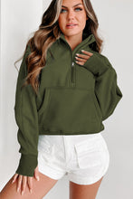 Load image into Gallery viewer, Zip Up Stand Collar Ribbed Thumbhole Sleeve Sweatshirt