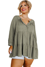 Load image into Gallery viewer, Plus Size Ruffle Tiered Split Neck Shirt