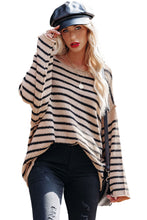 Load image into Gallery viewer, Striped Print Dropped Shoulder Loose Sleeve Sweater