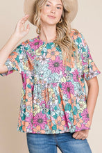 Load image into Gallery viewer, Multicolor Bohemian Flower Print Flowy Short Sleeve Top