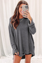 Load image into Gallery viewer, Gray Waffle Knit High Slits Oversized Top
