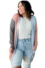 Load image into Gallery viewer, Multicolor Plus Size Colorblock Pocketed Open Front Cardigan