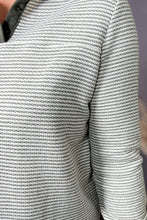 Load image into Gallery viewer, Green Striped Contrasting Trim Plus Size Henley Pullover