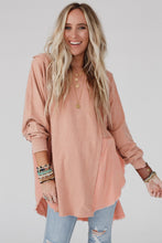 Load image into Gallery viewer, Crinkle Splicing Raw Hem High Low Oversized Blouse