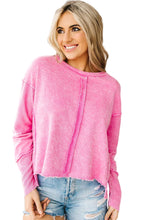 Load image into Gallery viewer, Exposed Seamed High Low Raw Edge Sweatshirt
