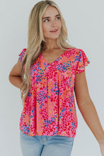 Load image into Gallery viewer, Leopard Print V Neck Flutter Sleeve Blouse