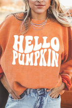 Load image into Gallery viewer, Orange HELLO PUMPKIN Letter Graphic Corded Sweatshirt