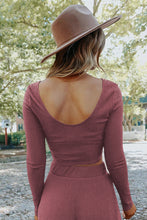Load image into Gallery viewer, Solid Color Ribbed Crop Top Long Pants Set