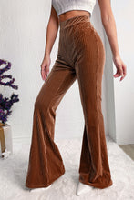 Load image into Gallery viewer, Chestnut Solid Color High Waist Flare Corduroy Pants