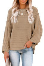 Load image into Gallery viewer, Brown Exposed Seam Ribbed Knit Dolman Top