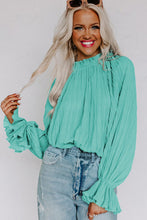 Load image into Gallery viewer, Striking Pleated Flared Cuff Long Sleeve Blouse