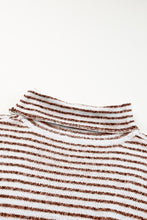 Load image into Gallery viewer, Brown Striped Turtleneck Loose Sweater