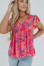Load image into Gallery viewer, Leopard Print V Neck Flutter Sleeve Blouse