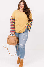 Load image into Gallery viewer, Yellow Serape Striped Bell Sleeve Plus Size Top