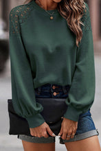 Load image into Gallery viewer, Green Lace Long Sleeve Textured Pullover
