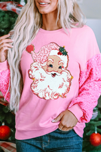 Load image into Gallery viewer, Pink Shiny Father Christmas Graphic Sequin Long Sleeve Top