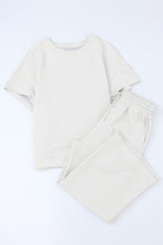 Load image into Gallery viewer, Bright White Textured Loose Fit T Shirt and Drawstring Pants Set