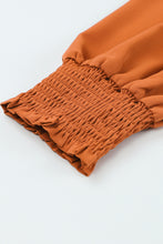 Load image into Gallery viewer, Orange Long Bubble Sleeve Mock Neck Chiffon Blouse