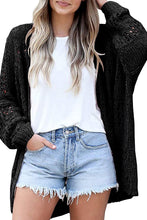 Load image into Gallery viewer, Black Casual Hollowed Knit Dolman Sleeve Cardigan