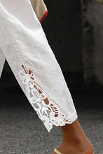 Load image into Gallery viewer, Lace Splicing Drawstring Casual Cotton Pants
