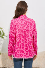Load image into Gallery viewer, Leopard Print Button Cuffs Raw Hem Jacket