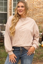 Load image into Gallery viewer, Parchment Plus Size Textured Drop Shoulder Crew Neck Sweatshirt