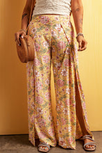 Load image into Gallery viewer, Yellow Floral Print High Slit Wide Leg Pants
