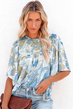 Load image into Gallery viewer, Paisley Print Wide Sleeves Loose Blouse