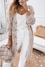 Load image into Gallery viewer, Khaki Hollow-out Openwork Knit Cardigan