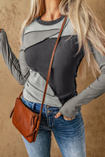 Load image into Gallery viewer, Gray Expose Seam Color Block Ribbed Knit Top