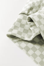 Load image into Gallery viewer, Green Checkered Print Kangaroo Pocket Drawstring Hoodie