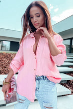 Load image into Gallery viewer, Crinkle Texture Roll-tab Sleeve Shirt