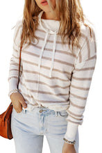 Load image into Gallery viewer, Cowl Neck Striped Print Drop Shoulder Sweater