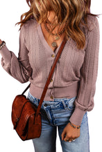 Load image into Gallery viewer, V Neck Buttoned Textured Sweater Cardigan