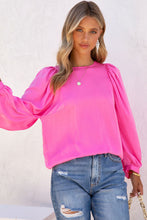 Load image into Gallery viewer, Satin Puff Long Sleeve Crewneck Blouse