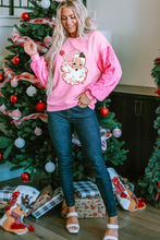 Load image into Gallery viewer, Pink Shiny Father Christmas Graphic Sequin Long Sleeve Top