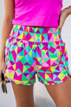 Load image into Gallery viewer, Multicolor Geometric High Waisted Athletic Shorts