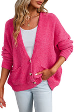 Load image into Gallery viewer, Rose Buttons Front Pocketed Sweater Cardigan