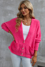 Load image into Gallery viewer, Rose Buttons Front Pocketed Sweater Cardigan