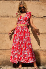 Load image into Gallery viewer, Multicolor Floral Ruffled Crop Top and Maxi Skirt Set