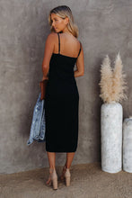 Load image into Gallery viewer, Buttoned Ribbed Knit Sleeveless Midi Bodycon Dress with Slit
