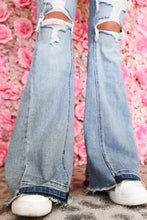 Load image into Gallery viewer, Light Wash Distressed High Rise Flare Jeans