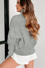 Load image into Gallery viewer, Gray Zip Up Stand Collar Ribbed Thumbhole Sleeve Sweatshirt