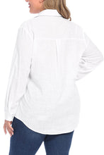 Load image into Gallery viewer, White Plus Size Linen Textured Button Up Shirt